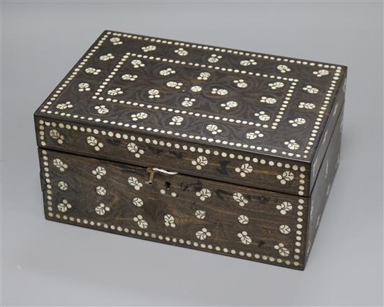 A 19th century Indian bone trinket box length 25cm